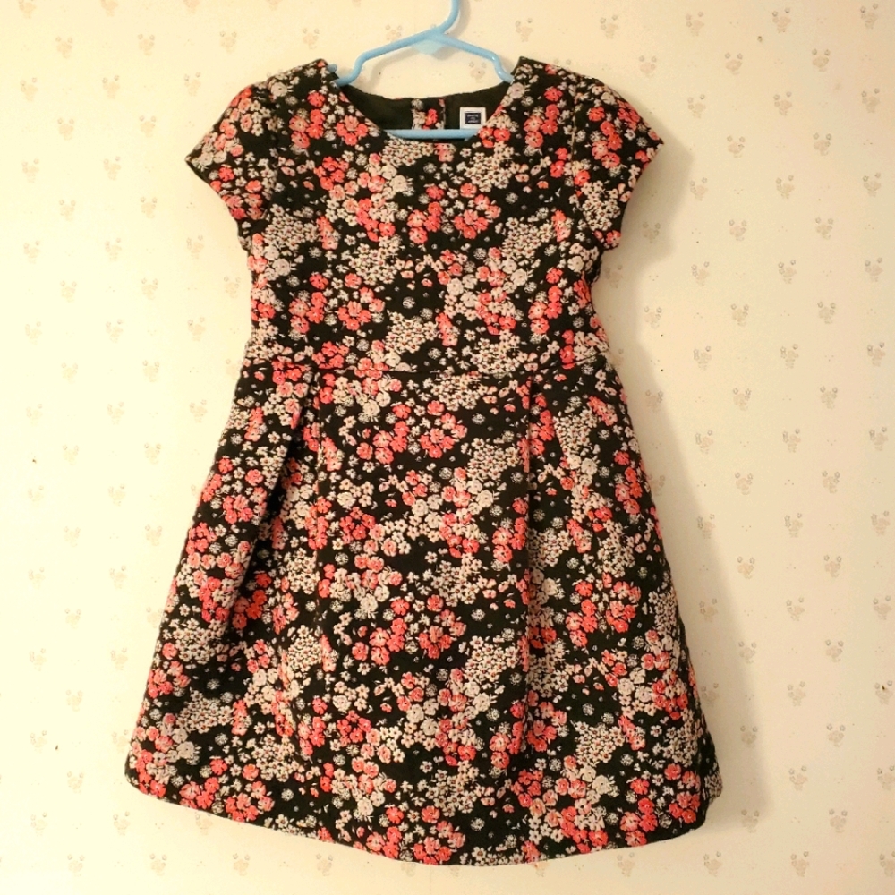 Sz 5 Janie and Jack girls dress. Black pink flower